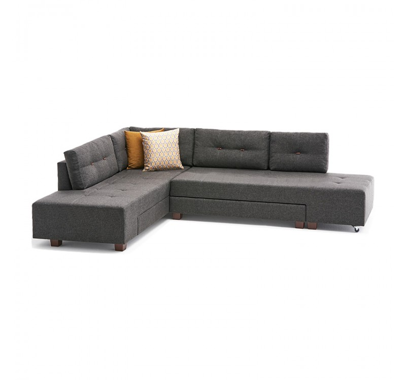 Γωνιακός καναπές - κρεβάτι Manama Megapap αριστερή γωνία υφασμάτινος χρώμα ανθρακί 280x206x85εκ.