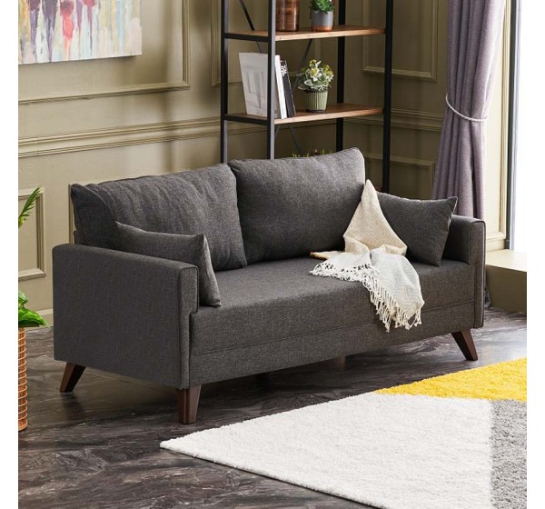 Καναπές Bella Megapap διθέσιος υφασμάτινος χρώμα ανθρακί 177x81x85εκ.