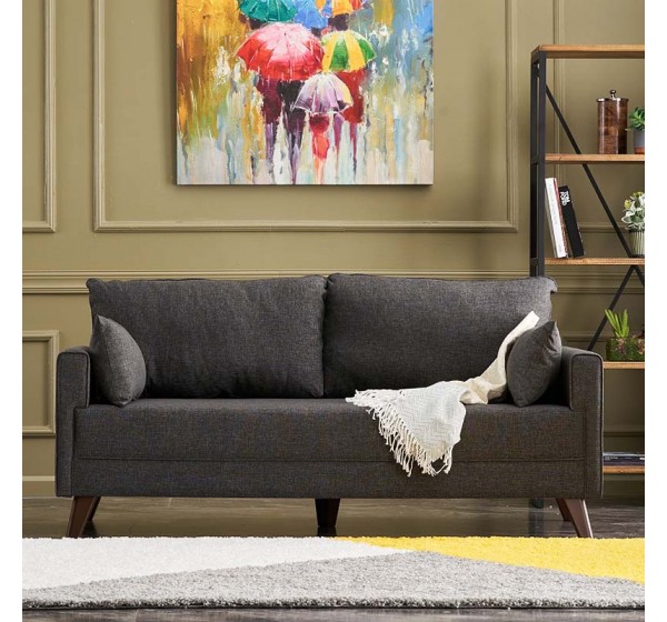 Καναπές Bella Megapap διθέσιος υφασμάτινος χρώμα ανθρακί 177x81x85εκ.