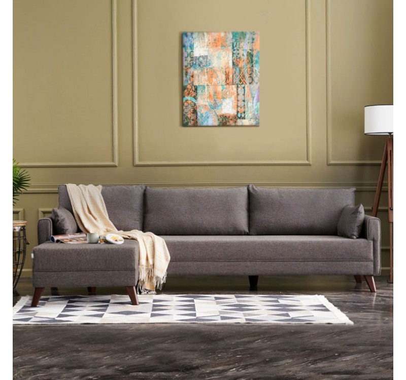 Γωνιακός καναπές Bella Megapap αριστερή γωνία υφασμάτινος χρώμα καφέ 275x165x85εκ.