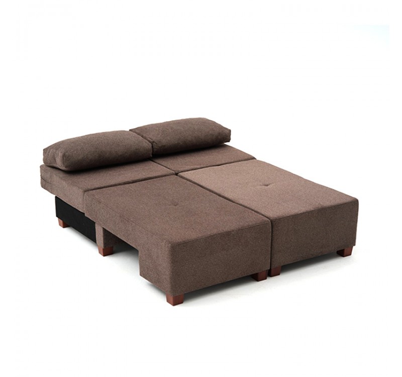 Καναπές - κρεβάτι πολυμορφικός Perenna Megapap τριθέσιος υφασμάτινος χρώμα καφέ 233x93x83εκ.