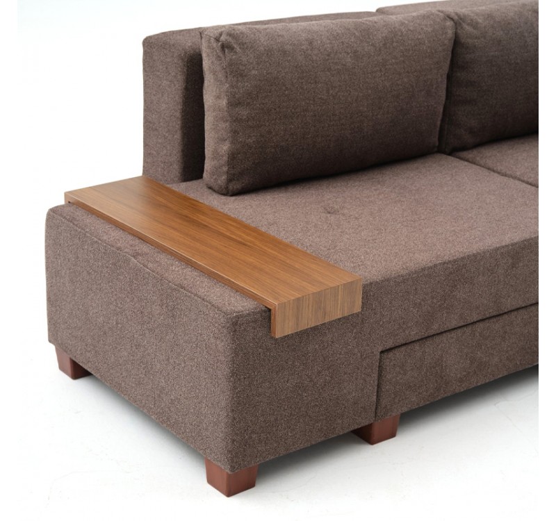 Καναπές - κρεβάτι πολυμορφικός Perenna Megapap τριθέσιος υφασμάτινος χρώμα καφέ 233x93x83εκ.