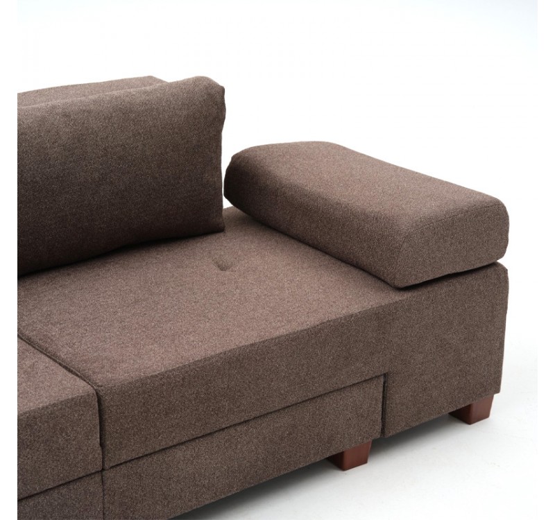 Καναπές - κρεβάτι πολυμορφικός Perenna Megapap τριθέσιος υφασμάτινος χρώμα καφέ 233x93x83εκ.