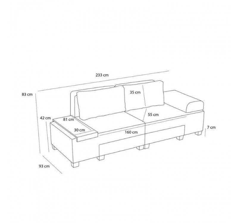 Καναπές - κρεβάτι πολυμορφικός Perenna Megapap τριθέσιος υφασμάτινος χρώμα καφέ 233x93x83εκ.