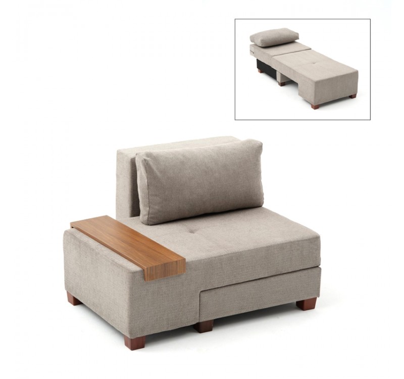 Πολυθρόνα - κρεβάτι Perenna Megapap υφασμάτινη χρώμα γκρι 116x93x83εκ.