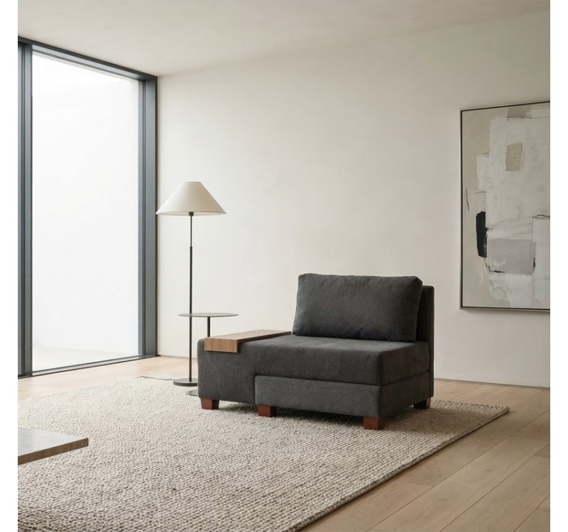 Πολυθρόνα - κρεβάτι Perenna Megapap υφασμάτινη χρώμα ανθρακί 116x93x83εκ.