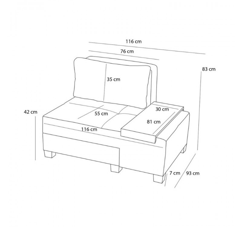 Πολυθρόνα - κρεβάτι Perenna Megapap υφασμάτινη χρώμα ανθρακί 116x93x83εκ.