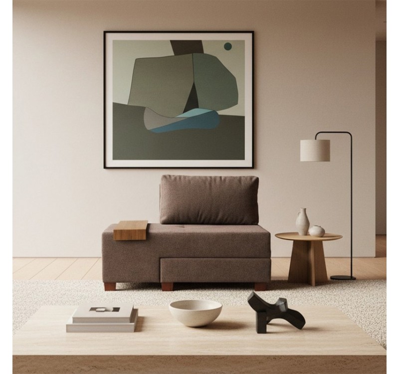 Πολυθρόνα - κρεβάτι Perenna Megapap υφασμάτινη χρώμα καφέ 116x93x83εκ.