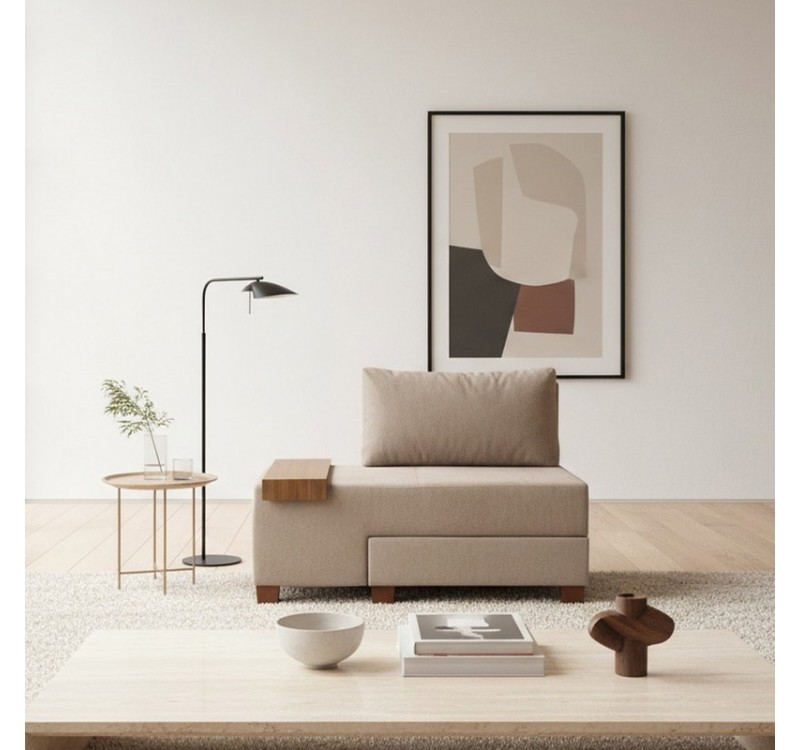 Πολυθρόνα - κρεβάτι Perenna Megapap υφασμάτινη χρώμα μπεζ 116x93x83εκ.