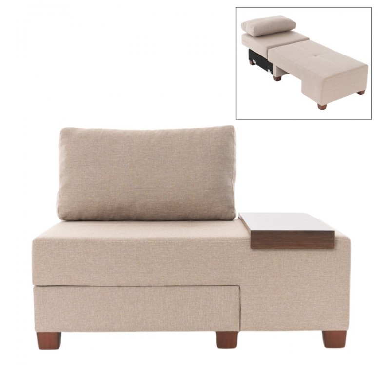 Πολυθρόνα - κρεβάτι Perenna Megapap υφασμάτινη χρώμα κρεμ 116x93x83εκ.