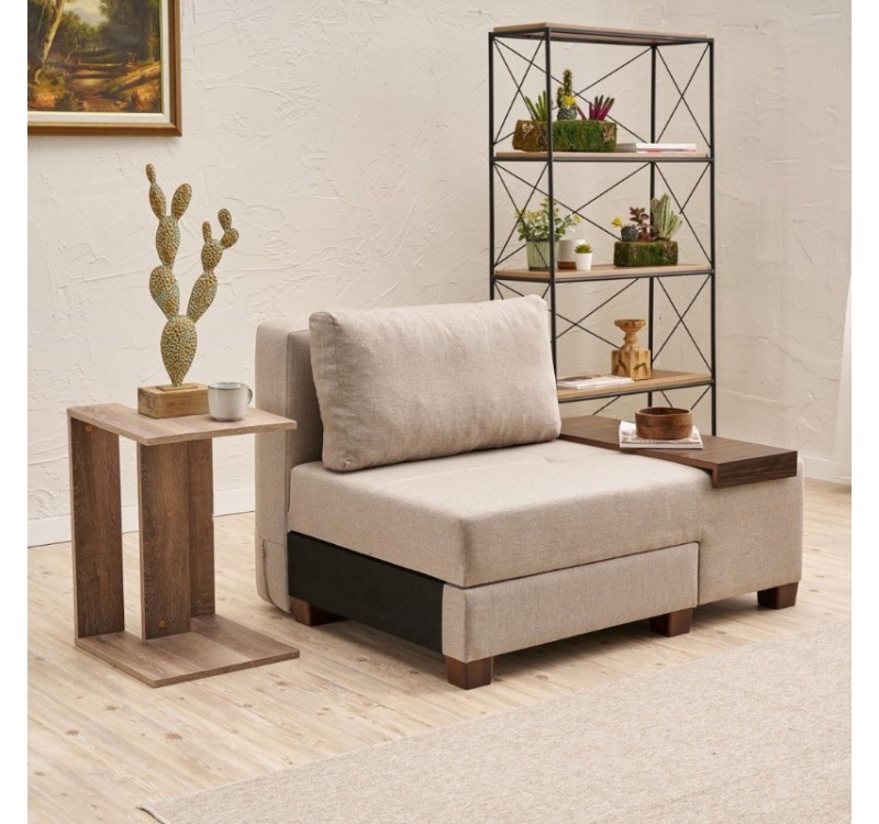 Πολυθρόνα - κρεβάτι Perenna Megapap υφασμάτινη χρώμα κρεμ 116x93x83εκ.