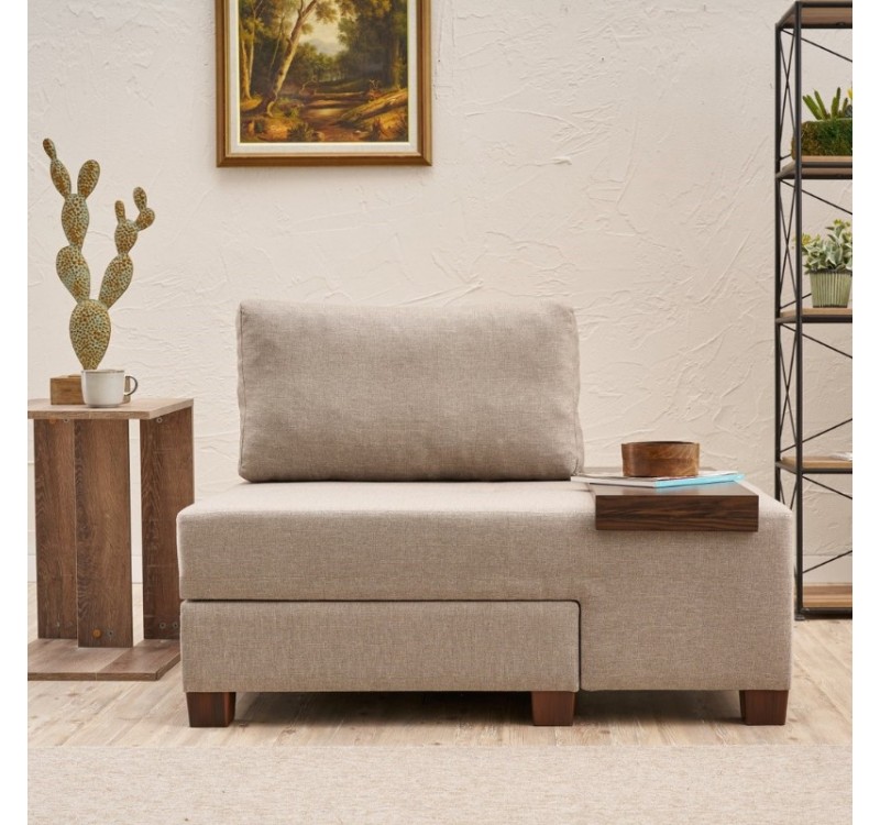 Πολυθρόνα - κρεβάτι Perenna Megapap υφασμάτινη χρώμα κρεμ 116x93x83εκ.