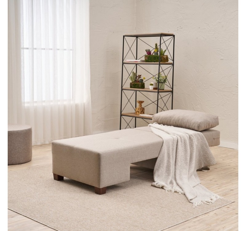 Πολυθρόνα - κρεβάτι Perenna Megapap υφασμάτινη χρώμα κρεμ 116x93x83εκ.