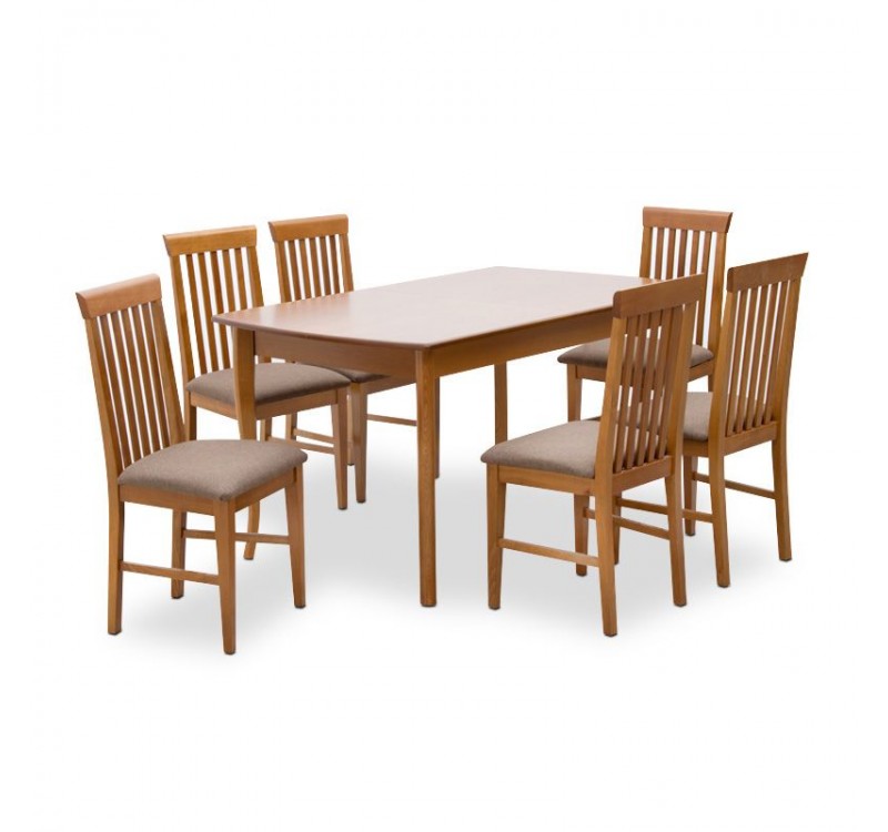 Σετ τραπεζαρίας Belfast Megapap 7 τμχ μασίφ ξύλο - MDF με επεκτεινόμενο τραπέζι 150/200x89x78εκ.