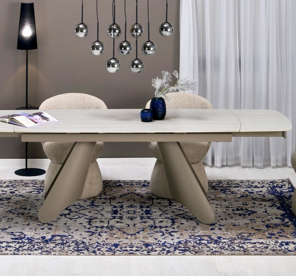 SALIX extension table,  travertine / cashmere