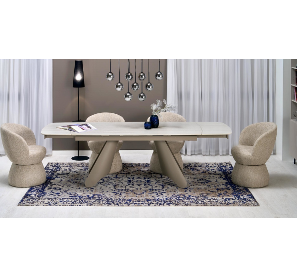 SALIX extension table,  travertine / cashmere