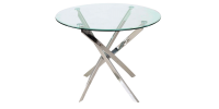 Τραπέζι Agis Φ90x75 βάση χρωμίου/ tempered glass DIOMMI AGIS