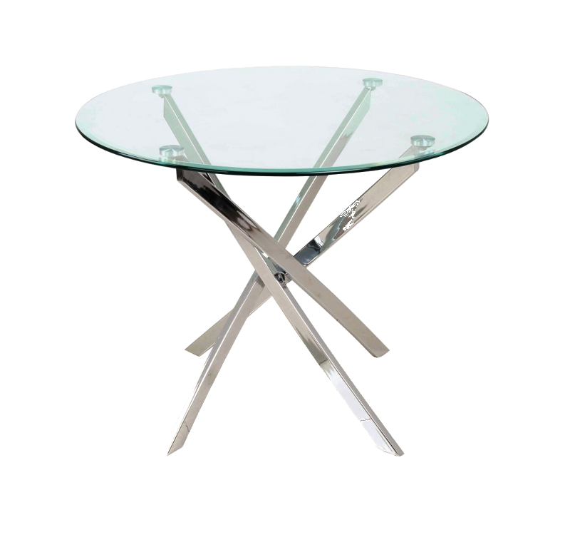 Τραπέζι Agis Φ90x75 βάση χρωμίου/ tempered glass DIOMMI AGIS