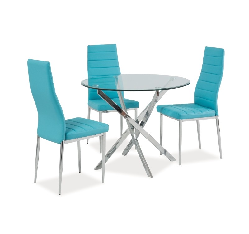 Τραπέζι Agis Φ90x75 βάση χρωμίου/ tempered glass DIOMMI AGIS