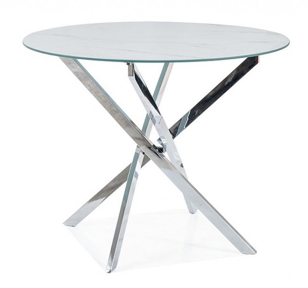 STÓŁ AGIS BIAŁY EFEKT MARMURU/CHROM FI 90