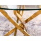 Τραπέζι Agis Φ90x75 χρυσή βάση/tempered glass DIOMMI AGISZL90