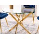 Τραπέζι Agis Φ90x75 χρυσή βάση/tempered glass DIOMMI AGISZL90