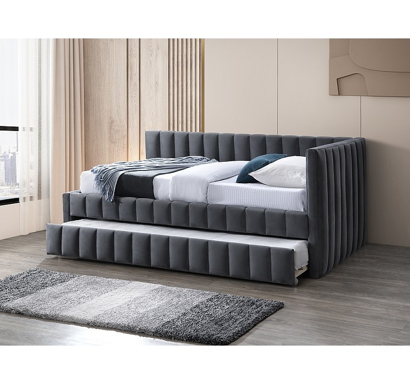 ŁÓŻKO ALFIE VELVET 120X200 SZARY BLUVEL 14