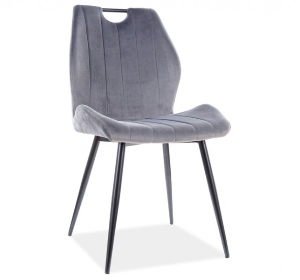 Επενδυμένη καρέκλα Arco 51x51x91 μαύρο σκελετό/γκρι βελούδο bluvel 14 DIOMMI ARCOVCSZ
