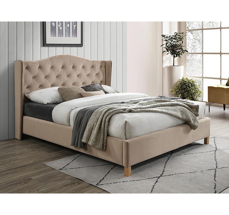 Επενδυμένο κρεβάτι Aspen 160x200 με Βελούδο σε χρώμα Μπεζ DIOMMI ASPENV160BD