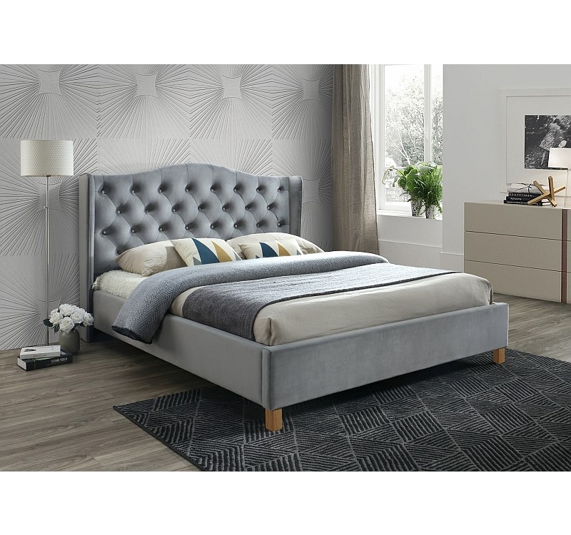 Επενδυμένο κρεβάτι Aspen 160x200 με Βελούδο σε χρώμα Γκρι DIOMMI ASPENV160SZD