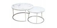 Τραπεζάκια σαλονιού γυάλινα λευκά ATLANTA Φ80x80x45 DIOMMI ATLANTABBCH 80-196