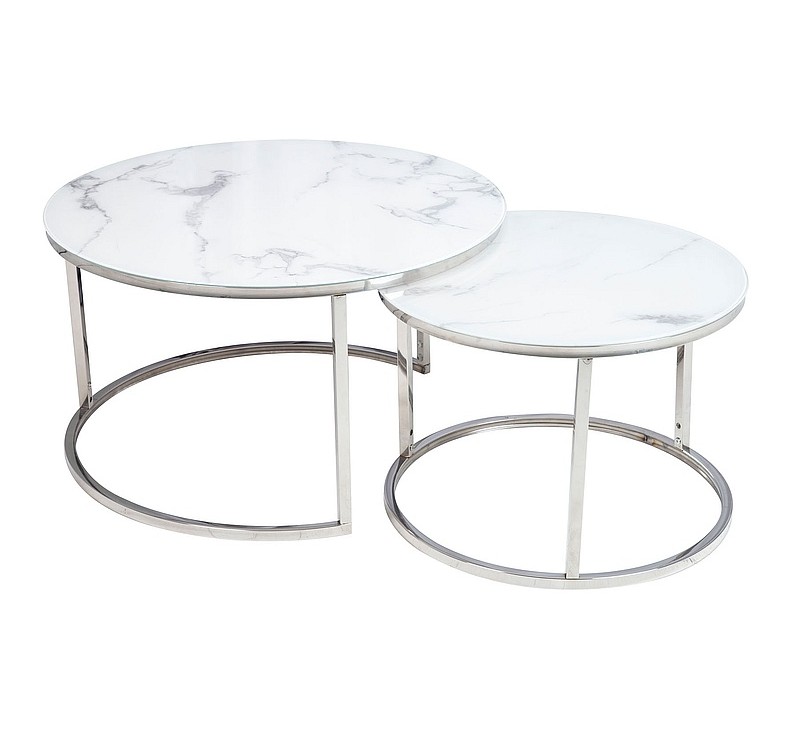 Τραπεζάκια σαλονιού γυάλινα λευκά ATLANTA Φ80x80x45 DIOMMI ATLANTABBCH 80-196