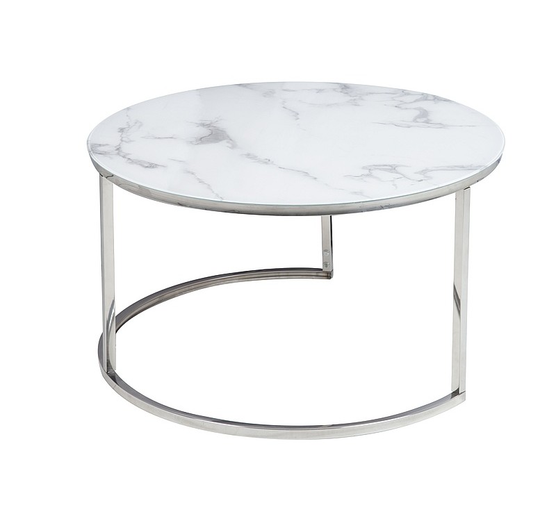 Τραπεζάκια σαλονιού γυάλινα λευκά ATLANTA Φ80x80x45 DIOMMI ATLANTABBCH 80-196