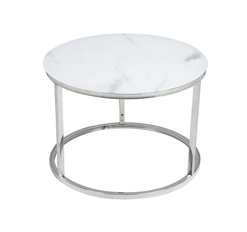 Τραπεζάκια σαλονιού γυάλινα λευκά ATLANTA Φ80x80x45 DIOMMI ATLANTABBCH 80-196