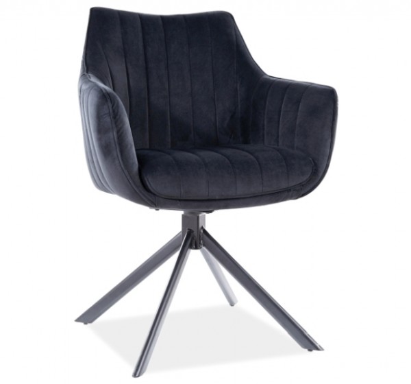 Επενδυμένη καρέκλα Azalia 61x44x86 μαύρη μεταλλική βάση/μαύρο βελούδο bluvel 19 DIOMMI AZALIAVCC