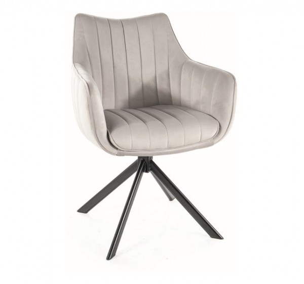 KRZESŁO AZALIA VELVET CZARNY STELAŻ/JASNY SZARY BLUVEL 03