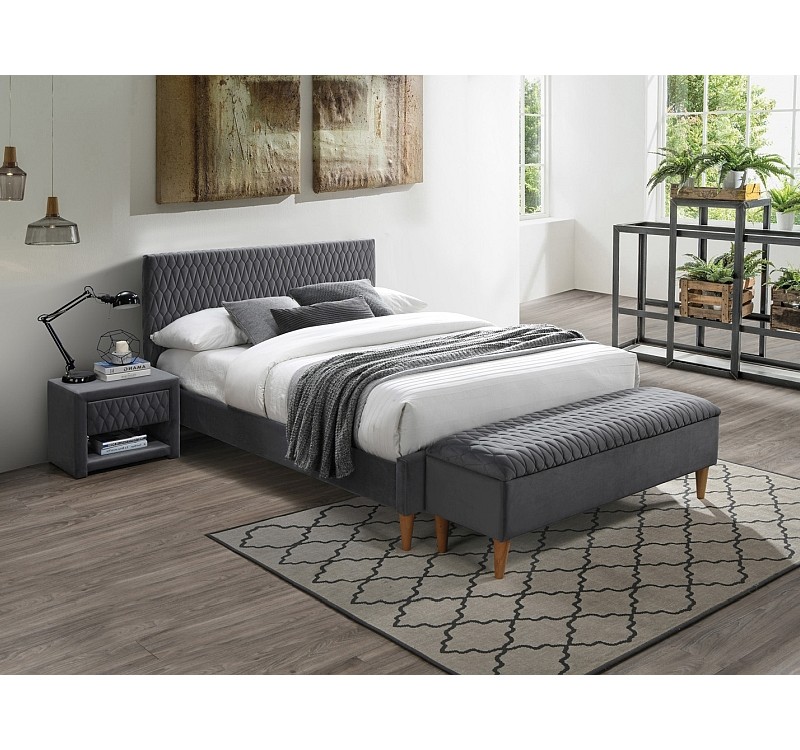 Επενδυμένο κρεβάτι Azurro 160x200  με Βελούδο σε χρώμα Γκρι DIOMMI AZURROV160SZD