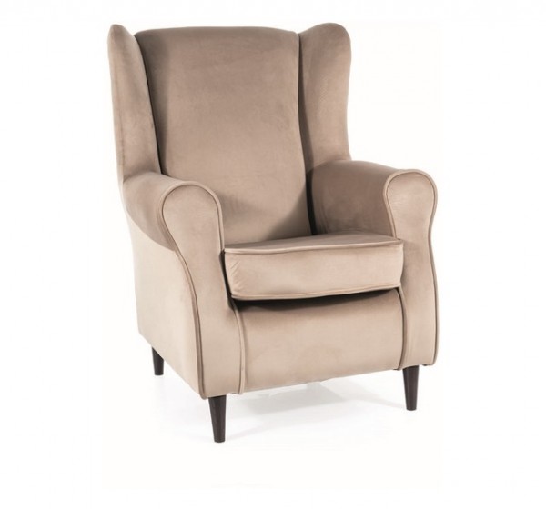 FOTEL BARON VELVET C. BEŻ BLUVEL 40 / WENGE