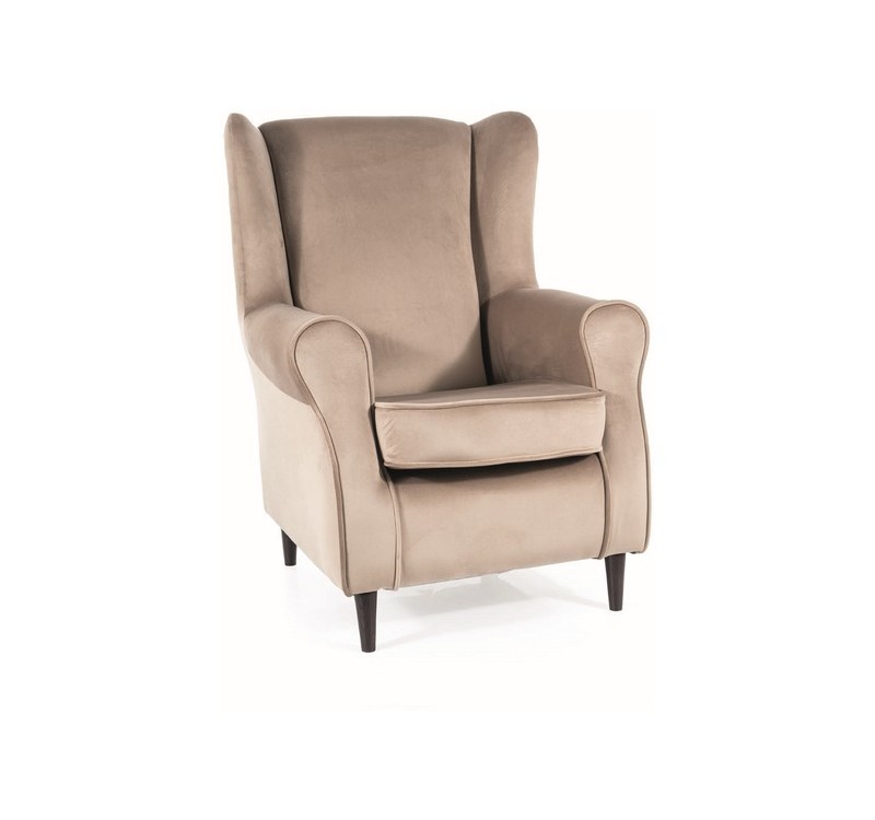 FOTEL BARON VELVET C. BEŻ BLUVEL 40 / WENGE