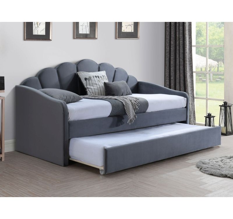 Επενδυμένο καναπές μονό κρεβάτι Bella 90x200 με Βελούδο σε χρώμα Γκρι  DIOMMI BELLAV90SZ