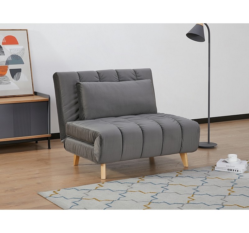 Επεκτεινόμενη πολυθρόνα BILLY γκρι βελούδο / οξιά DIOMMI BILLYVSZ