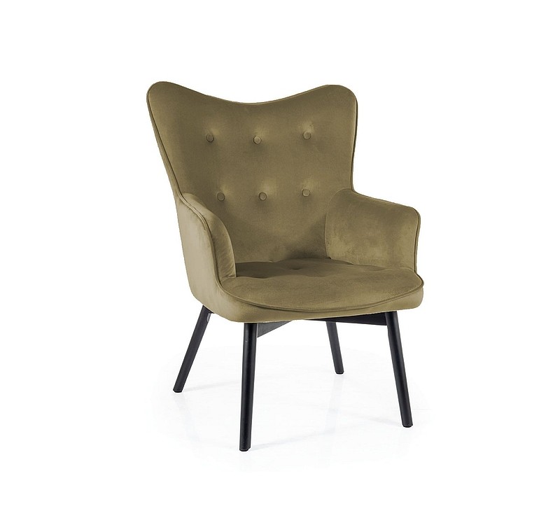 FOTEL CARMEN VELVET CZARNY MAT STELAŻ/ OLIWKA BLUVEL 77
