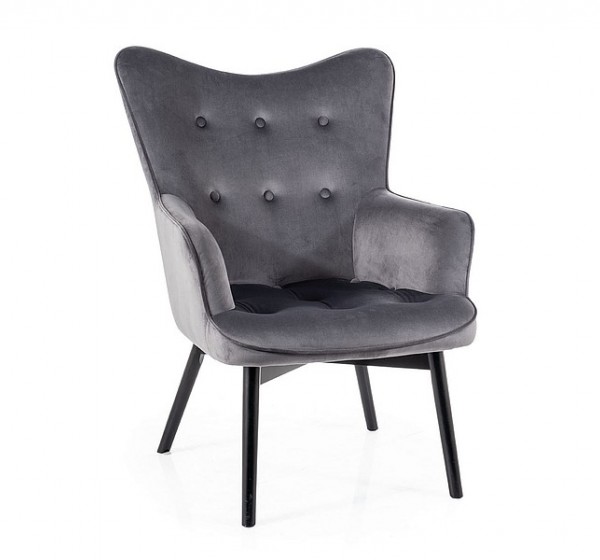 FOTEL CARMEN VELVET CZARNY MAT STELAŻ/ SZARY BLUVEL 14