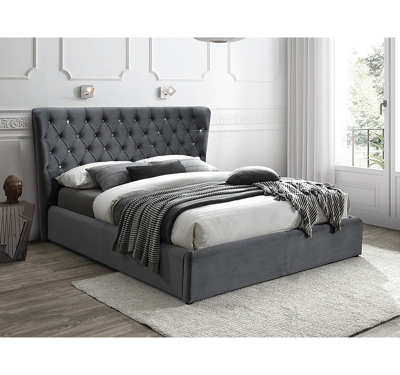 Επενδυμένο κρεβάτι Carven 160x200 με Βελούδο σε χρώμα Γκρι DIOMMI CARVENV160SZ