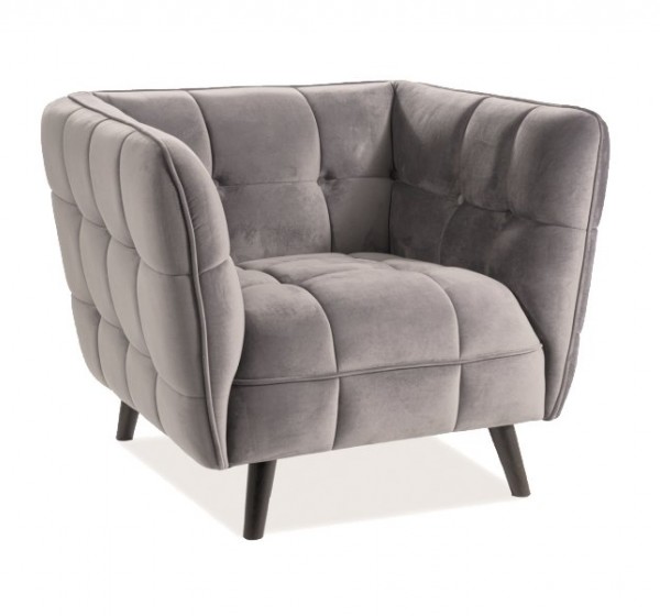 Πολυθρόνα βελούδινη γκρι CASTELLO1 85Χ92Χ78 DIOMMI 80-089