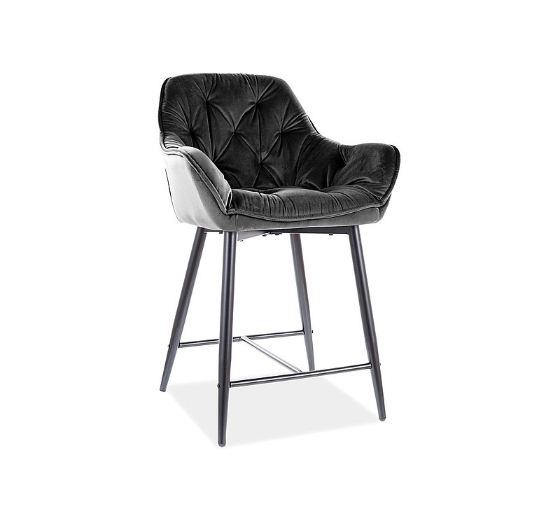 Επενδυμένο σκαμπό μπαρ Cherry H2 56x42x86 μαύρη μεταλλική βάση/μαύρο βελούδοbluvel 19 DIOMMI CHERRYH2CC