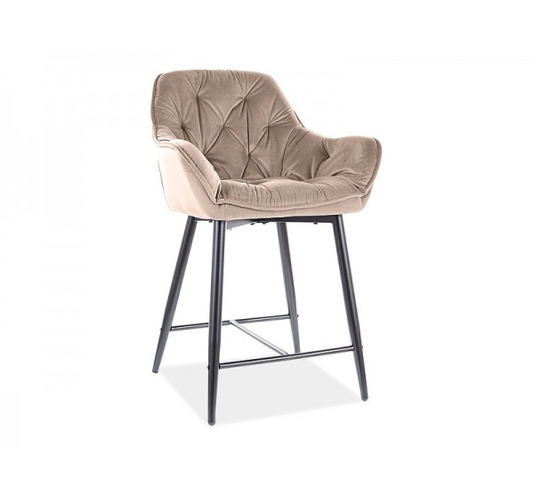 Επενδυμένο σκαμπό μπαρ Cherry H2 56x42x86 μαύρη μεταλλική βάση/μπεζ βελούδο bluvel 28 DIOMMI CHERRYH2VCBE