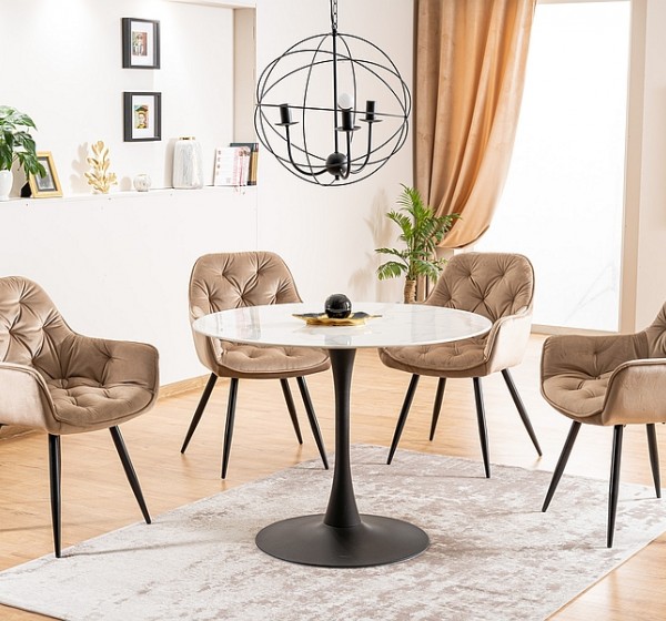 CHERRY VELVET CHAIR ΜΑΥΡΟ ΠΛΑΙΣΙΟ / ΜΠΕΖ BLUVEL 28 DIOMMI CHERRYVCBE