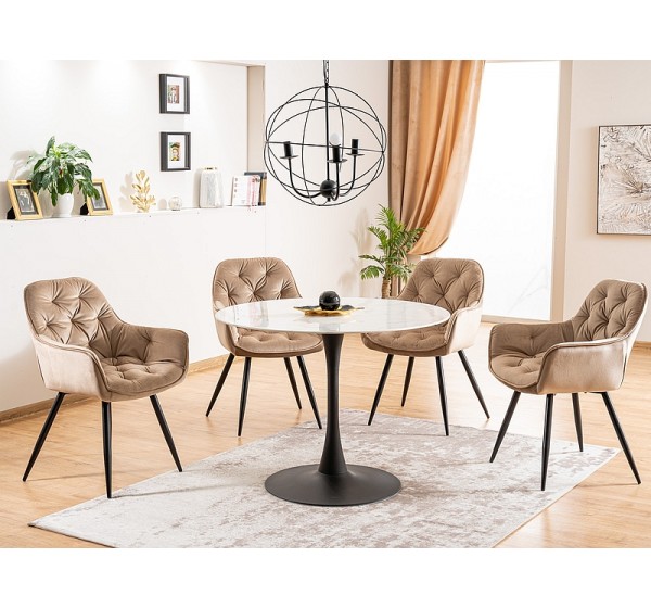 CHERRY VELVET CHAIR ΜΑΥΡΟ ΠΛΑΙΣΙΟ / ΜΠΕΖ BLUVEL 28 DIOMMI CHERRYVCBE