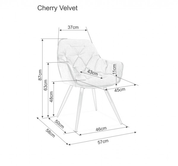 CHERRY VELVET CHAIR ΜΑΥΡΟ ΠΛΑΙΣΙΟ / BLUVEL BLACK 19 DIOMMI CHERRYVCC
